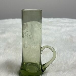 Hand blown green tall shot glass